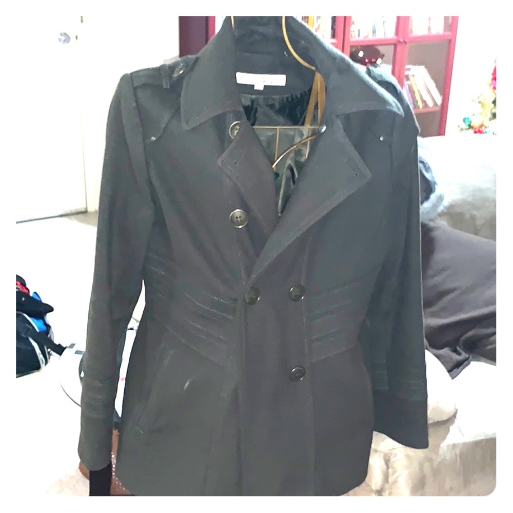 Kenneth Cole NY dark green pea coat size 12